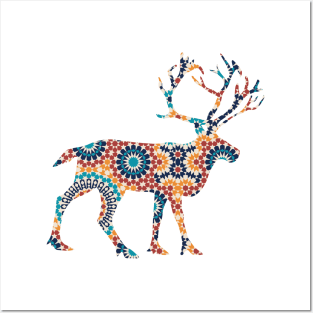 Deer Silhouette with Pattern Posters and Art